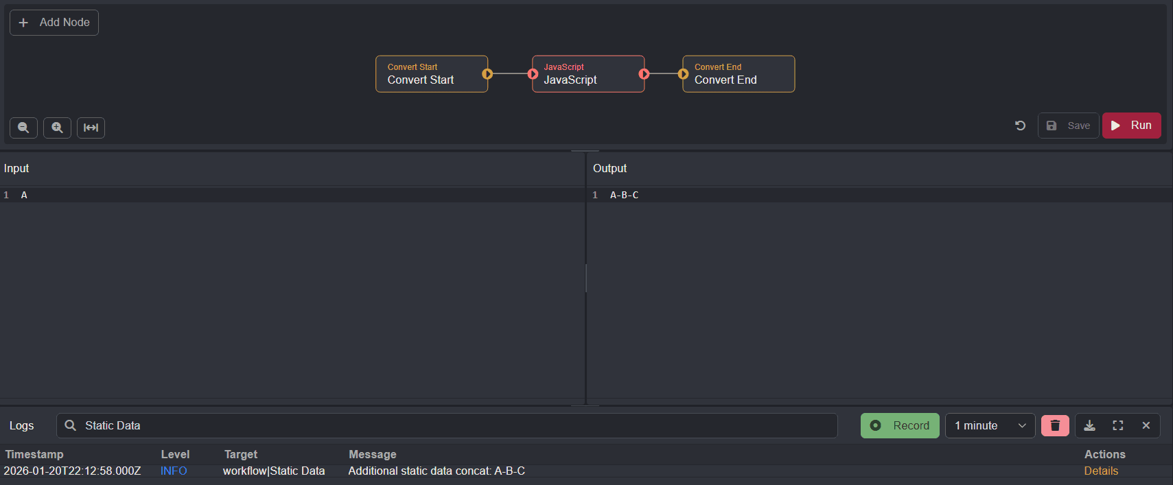 Upstream node output configuration.