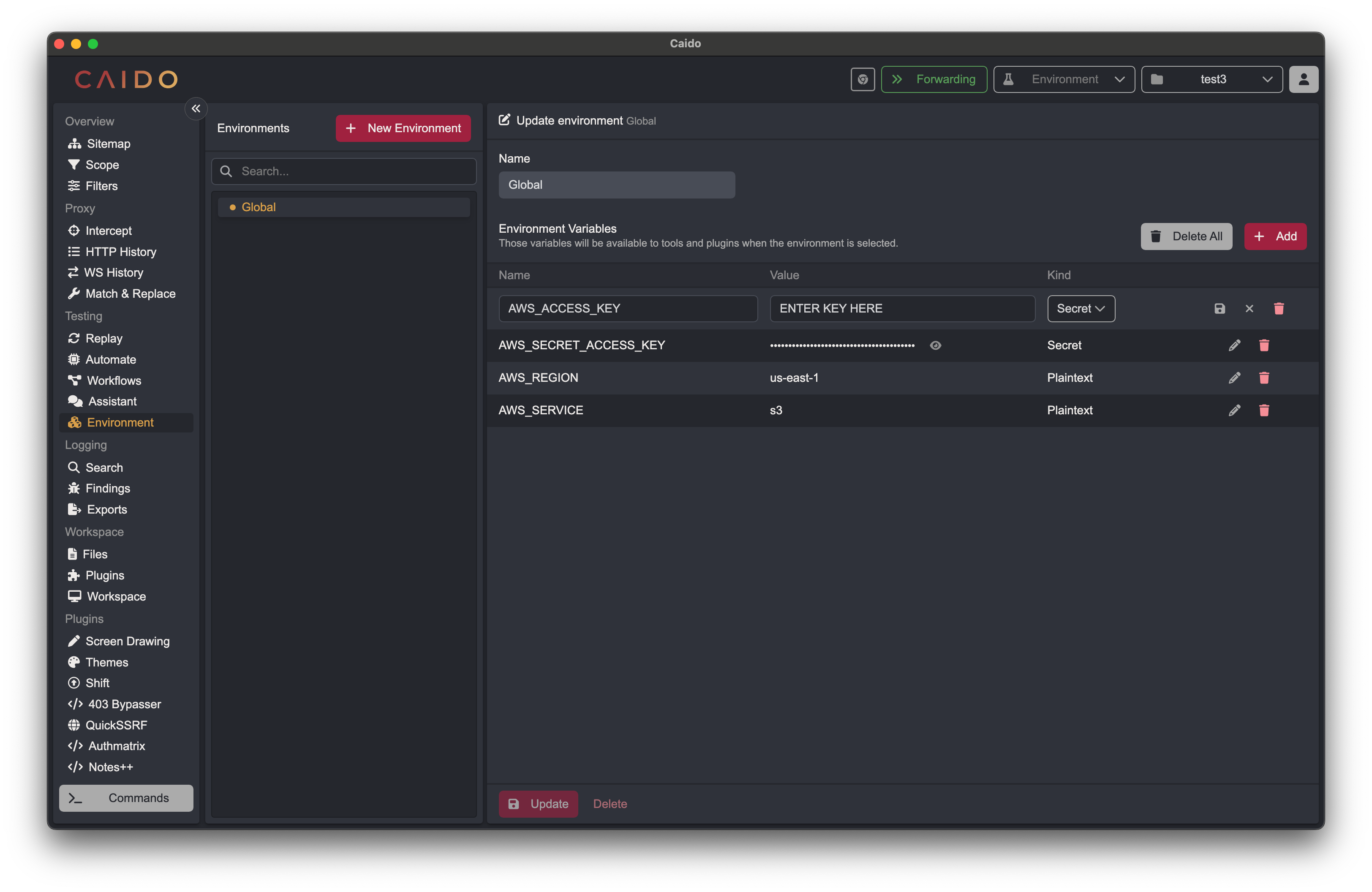 Setup the variables in the global environment