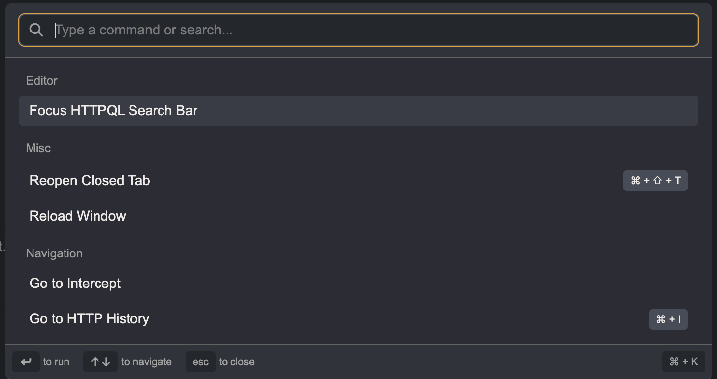 The Command Palette interface.