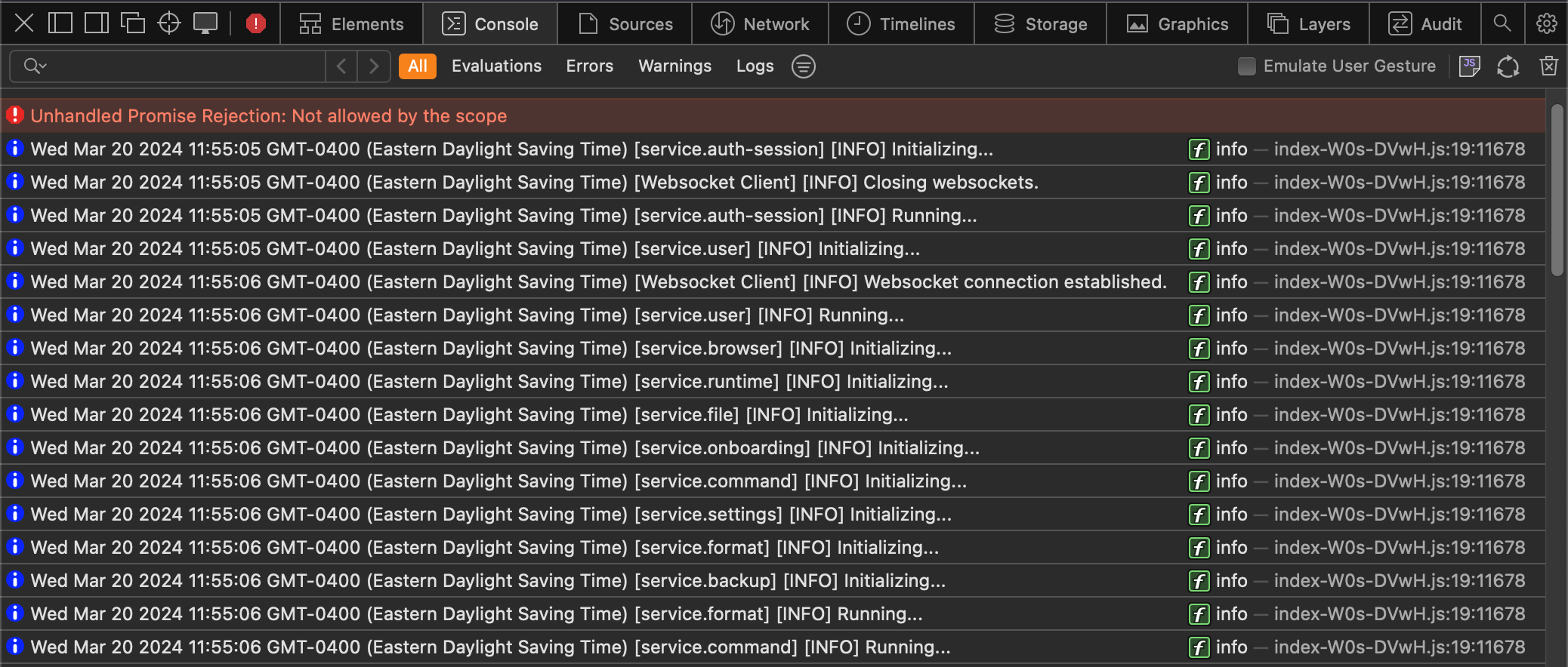 Frontend Logs Location