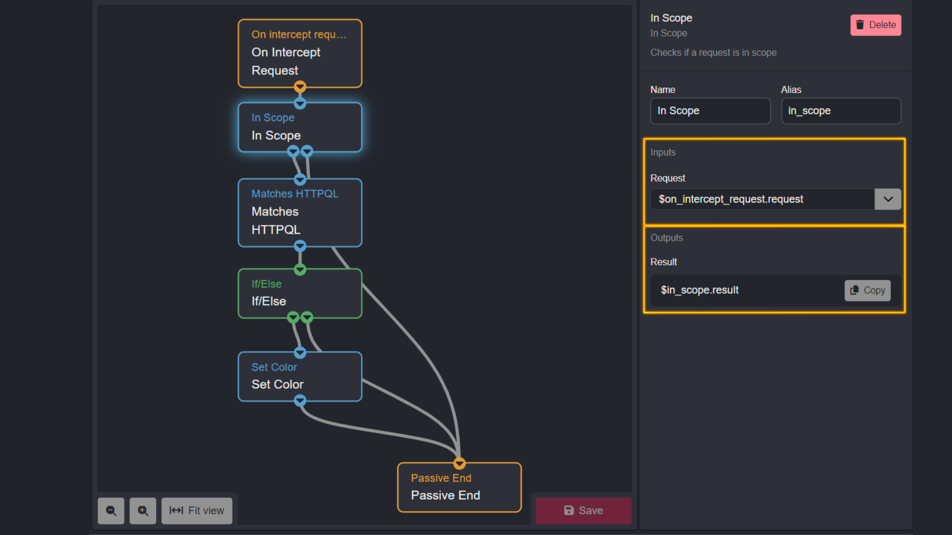 In Scope Node in example Passive Workflow.