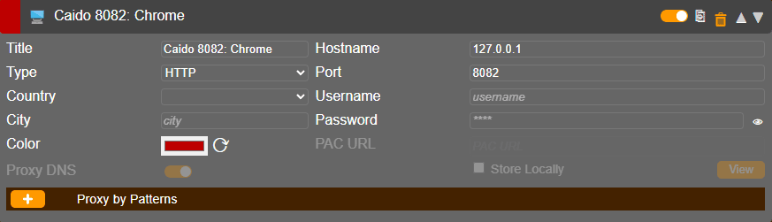 FoxyProxy configuration for port 8081.