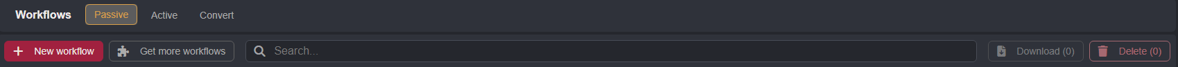 Creating a new Passive Workflow.