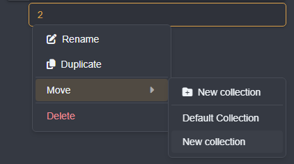 Moving a Session to a new Collection using the context menu.