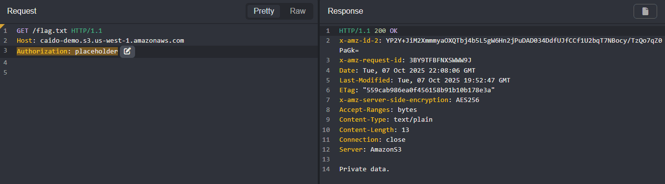 Content of the private S3 file