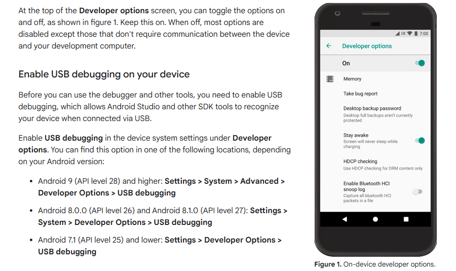 USB debugging.