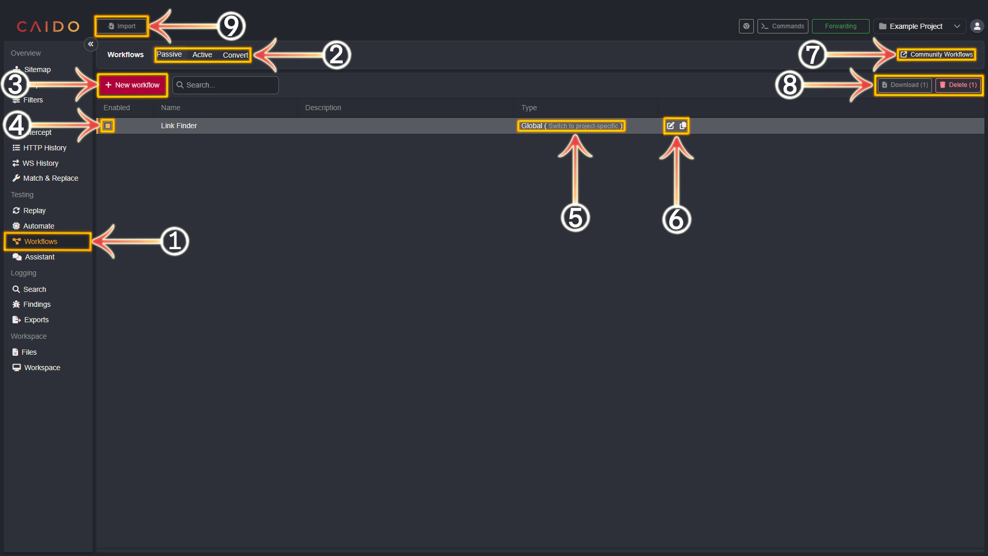 Workflows interface.